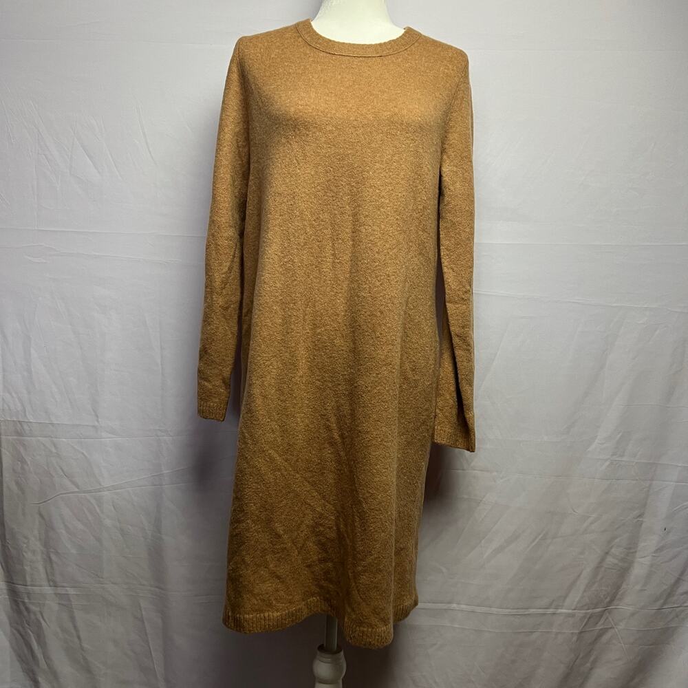 Classic Camel Tan Knit Sweater Dress NWT J.Crew Women M Cozycore Minimalist Fall